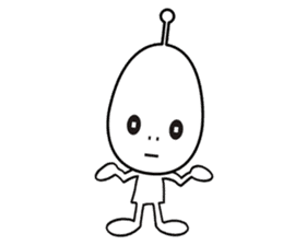 Alien boy in UFO-novice country Japan. sticker #4144307