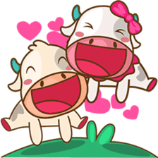 Moobee & Mira the cow in love sticker #4150521