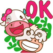 Moobee & Mira the cow in love sticker #4150535