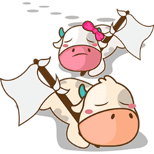 Moobee & Mira the cow in love sticker #4150542