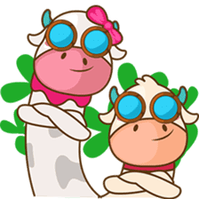 Moobee & Mira the cow in love sticker #4150549