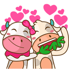 Moobee & Mira the cow in love sticker #4150550