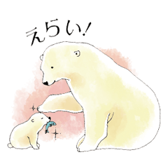 Tenderness stickers of a polar bear Mom