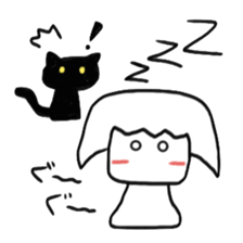 quiet girl and chatty black cat sticker #4191483