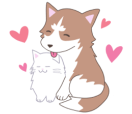 Siberian husky&White cat sticker #4214815