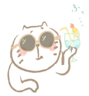 Nyanko Rakugaki-chubby white cat doodle2 sticker #4225168