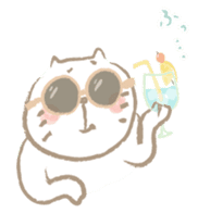 Nyanko Rakugaki-chubby white cat doodle2 sticker #4225168