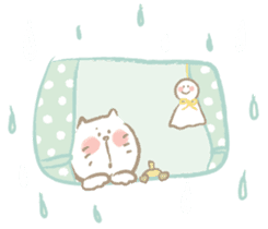 Nyanko Rakugaki-chubby white cat doodle2 sticker #4225173