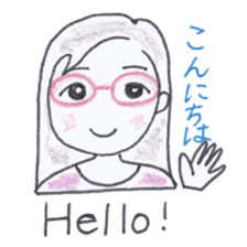 Bilingual glasses-wearing girl Mona-chan sticker #4268400