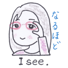 Bilingual glasses-wearing girl Mona-chan sticker #4268405