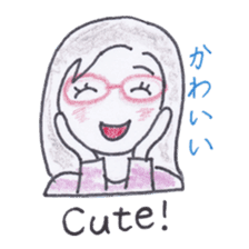 Bilingual glasses-wearing girl Mona-chan sticker #4268412