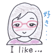 Bilingual glasses-wearing girl Mona-chan sticker #4268413