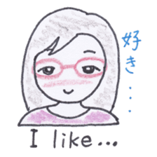 Bilingual glasses-wearing girl Mona-chan sticker #4268413