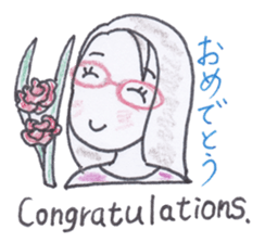 Bilingual glasses-wearing girl Mona-chan sticker #4268415