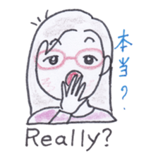 Bilingual glasses-wearing girl Mona-chan sticker #4268428