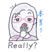Bilingual glasses-wearing girl Mona-chan sticker #4268428