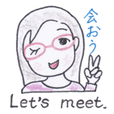 Bilingual glasses-wearing girl Mona-chan sticker #4268432
