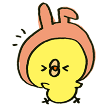 Chick wearing a rabbit hat sticker #4271881