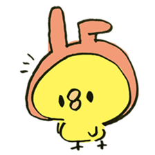 Chick wearing a rabbit hat sticker #4271888