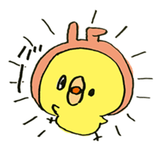 Chick wearing a rabbit hat sticker #4271889