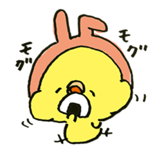 Chick wearing a rabbit hat sticker #4271891