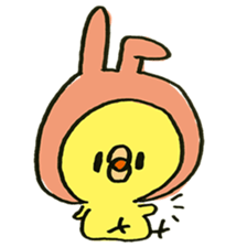 Chick wearing a rabbit hat sticker #4271893