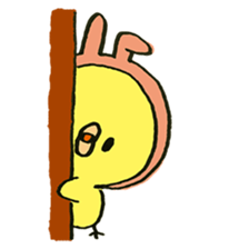 Chick wearing a rabbit hat sticker #4271895
