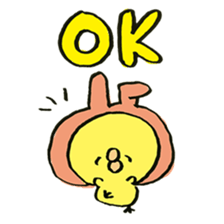 Chick wearing a rabbit hat sticker #4271898