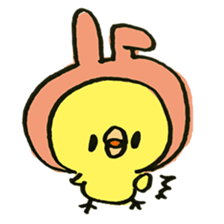 Chick wearing a rabbit hat sticker #4271900