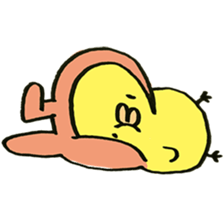 Chick wearing a rabbit hat sticker #4271904