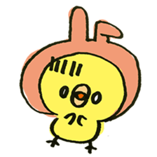 Chick wearing a rabbit hat sticker #4271905