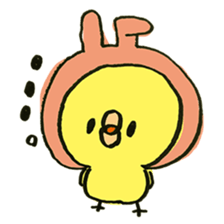Chick wearing a rabbit hat sticker #4271912