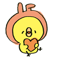 Chick wearing a rabbit hat sticker #4271913