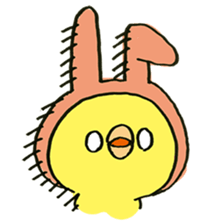 Chick wearing a rabbit hat sticker #4271914
