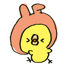 Chick wearing a rabbit hat sticker #4271915