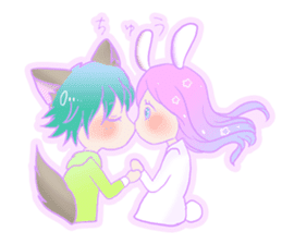 Rabbit and wolf love sticker #4278562