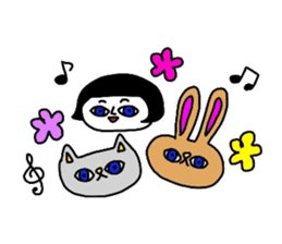 Ritsuko-chan and cat and rabbit sticker #4280651
