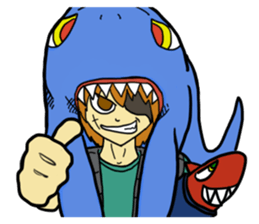 Rocket shark boy and Drill squid girl sticker #4317872
