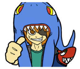 Rocket shark boy and Drill squid girl sticker #4317872