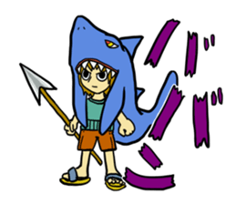 Rocket shark boy and Drill squid girl sticker #4317875