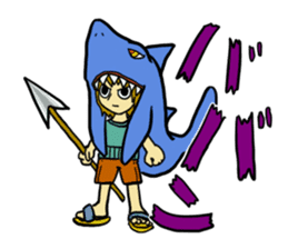 Rocket shark boy and Drill squid girl sticker #4317875