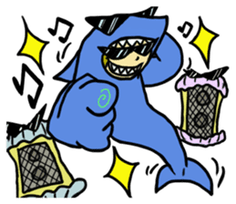 Rocket shark boy and Drill squid girl sticker #4317880