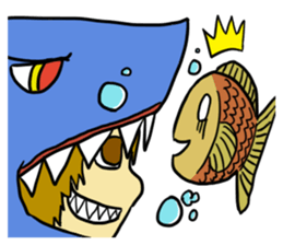 Rocket shark boy and Drill squid girl sticker #4317885