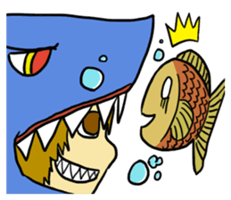 Rocket shark boy and Drill squid girl sticker #4317885