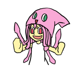 Rocket shark boy and Drill squid girl sticker #4317892