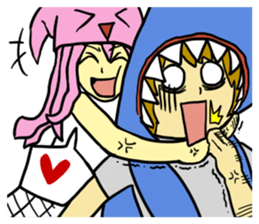 Rocket shark boy and Drill squid girl sticker #4317895