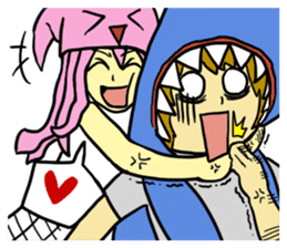 Rocket shark boy and Drill squid girl sticker #4317895