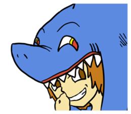 Rocket shark boy and Drill squid girl sticker #4317899