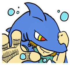 Rocket shark boy and Drill squid girl sticker #4317902