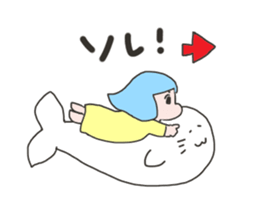 Girl on a seal sticker #4320351